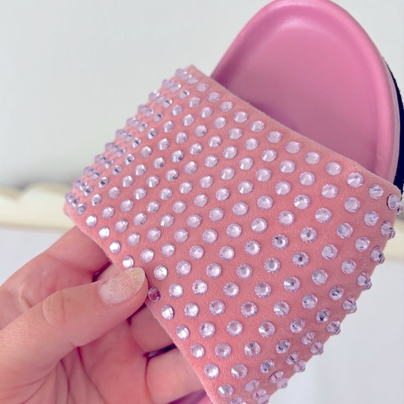 NEW JW ANDERSON Pink Suede Crystal Italian Leather Sandal Slides Size 9 - Picture 9 of 10